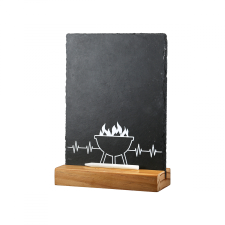 Tablă, dreptunghiulară, Grill, Motiv grătar, Ardezie, antracit, PU 8, 2 buc. asortate, L. 7 cm, L. 15 cm, H. 21 cm [2]