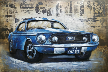 DECORATIUNI - Tablou 3D mustang, metalic