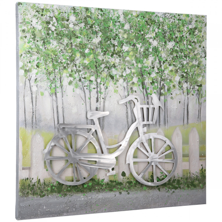 Tablou BIKE, pătrat, motiv bicicletă, pânză, verde, PU 1, L. 4 cm, l. 60 cm, H 60 cm [2]