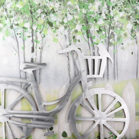 Tablou BIKE, pătrat, motiv bicicletă, pânză, verde, PU 1, L. 4 cm, l. 60 cm, H 60 cm [3]