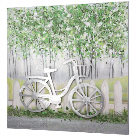 Tablou BIKE, pătrat, motiv bicicletă, pânză, verde, PU 1, L. 4 cm, l. 60 cm, H 60 cm [1]