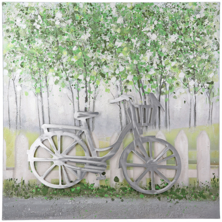 Tablou BIKE, pătrat, motiv bicicletă, pânză, verde, PU 1, L. 4 cm, l. 60 cm, H 60 cm [4]