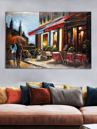 SALE % - Tablou Bistro, metal, multicolor, 120x80x3 cm