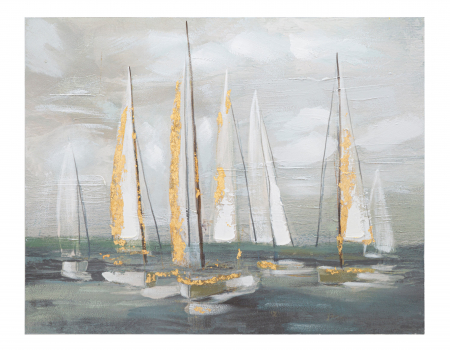 Tablou Boat, lemn de pin/panza, multicolor, 100X2.8X80 cm [1]