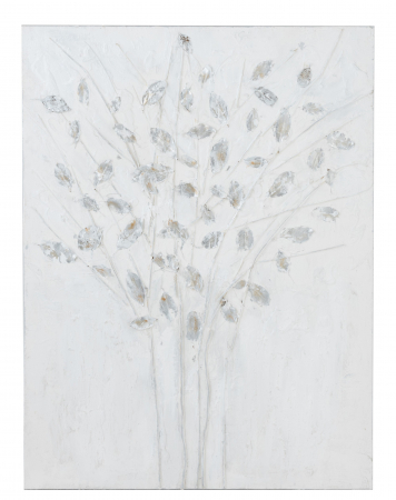 Tablouri - Tablou Branches, Canvas/Lemn, Alb/Argintiu, 90x4x120 cm