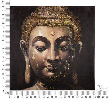 Tablou Buddha -B-, Lemn/Canvas, Multicolor, 100x100x3 cm [6]