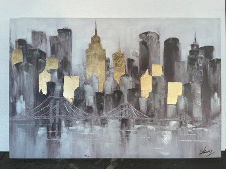 Tablouri - Tablou CANVAS PAINTING SKYLINE   pictat manual