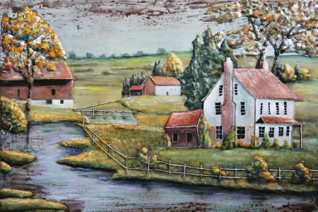 DECORATIUNI - Tablou Countryfield metalic in relief