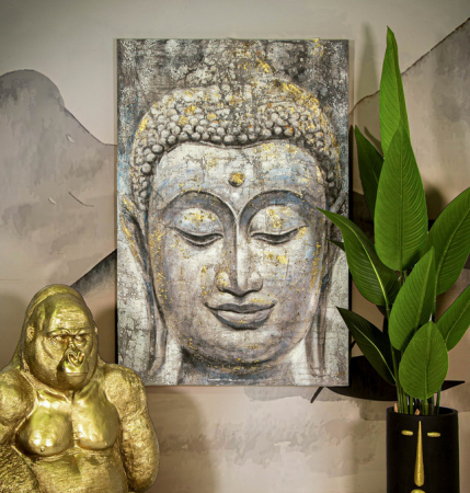 Tablou Face Buddha Light - A-, Lemn/Canvas, Multicolor, 120x80x3 cm [6]