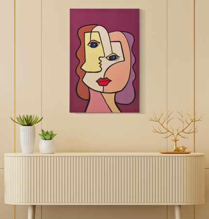 Tablouri - Tablou Face New -B-, Lemn/Canvas, Multicolor, 90x60x3 cm