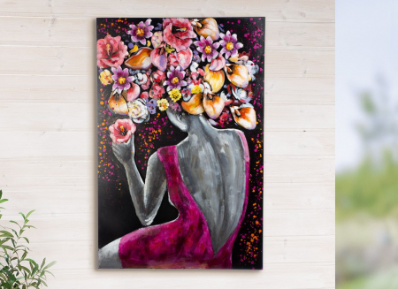 Toate produsele - Tablou FLORENZIA roz, pictura, 120x80 cm