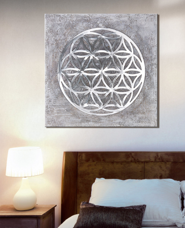 Tablouri - Tablou Flower of life, Canvas, Multicolor, 3.5x90x90 cm