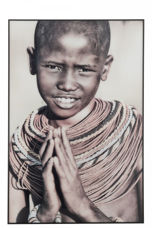 Tablouri - Tablou inramat Boy, Sticla, Alb/Negru, 82x2.5x121 cm