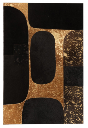Tablouri - Tablou inramat Rectangle Oval, Piele, Negru/Auriu, 60x1.3x90 cm