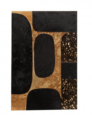 Tablouri - Tablou inramat Rectangle, Piele, Negru/Auriu, 40x1.3x60 cm