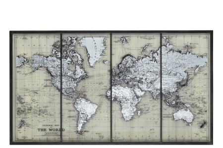 Tablouri - Tablou inramat World Map, Sticla, Gri, 143.5x2.5x81 cm
