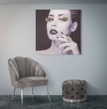 Tablouri - Tablou Lady Dark, Lemn/Canvas, Multicolor, 81.5x4x82 cm