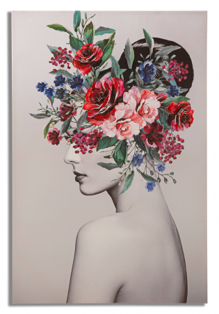 Tablouri - Tablou Lady Flower -A-, Lemn/Canvas, Multicolor, 120x80x2.8 cm