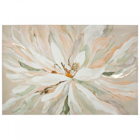 Tablouri - Tablou LOTUS, dreptunghiular, motiv floral, pânză, multicolor, alb, PU 1, L. 3 cm, l. 120 cm, H 80 cm