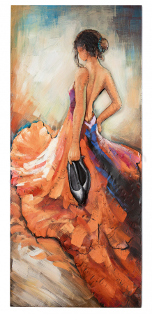 Tablouri - Tablou lucrat manual BAREFOOT TANGO , metal, 140x70x6 cm
