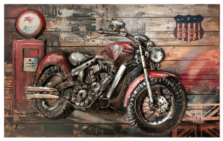 SALE % - Tablou metal BIKE, handmade, in relief, 120x80x9 cm