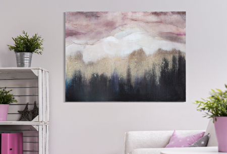 Tablouri - Tablou Mountain, lemn de pin/panza, multicolor, 80X2.7X60 cm
