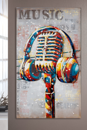 Tablouri - Tablou Music, Metal/Print, Multicolor, 60x100x3.5 cm