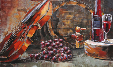 DECORATIUNI - Tablou muzica si vin, metalic
