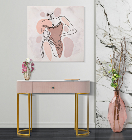 Tablouri - Tablou Painting Lady, Lemn/Canvas, Multicolor, 80x80x2.8 cm