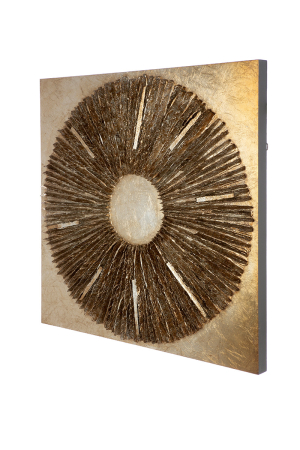 Tablou, patrat, „Altinoh”, motiv circular, rasina sintetica, culoarea sampaniei, auriu, PU 1, L. 7 cm, l. 80 cm, H 80 cm [2]