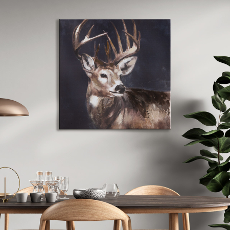 Tablou, patrat, „Hirsch”, motiv cerb, panza, negru, PU 1, L. 3 cm, l. 60 cm, H 60 cm [1]