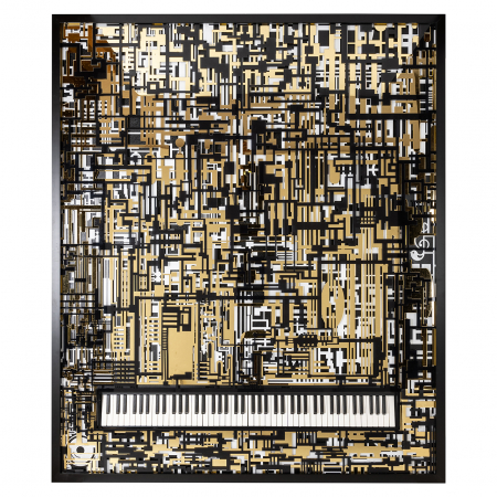 Tablou Piano Wibi, MDF/Lemn, Negru/Auriu, 188x158x6 cm [3]
