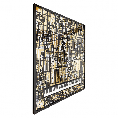 Tablou Piano Wibi, MDF/Lemn, Negru/Auriu, 188x158x6 cm [2]