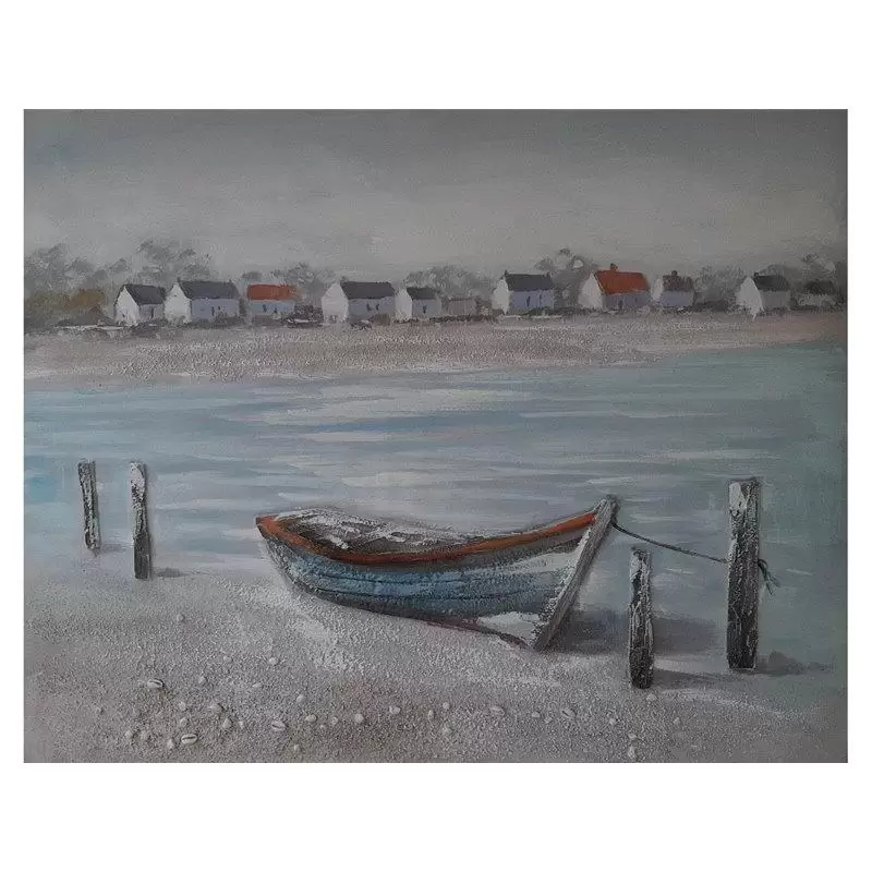 Tablouri - Tablou pictat manual Boat on Beach 80 x 100 cm