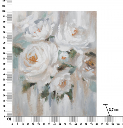 Tablou pictat manual Crem Flower, Lemn/Canvas, Multicolor, 100x80x3.7 cm [5]