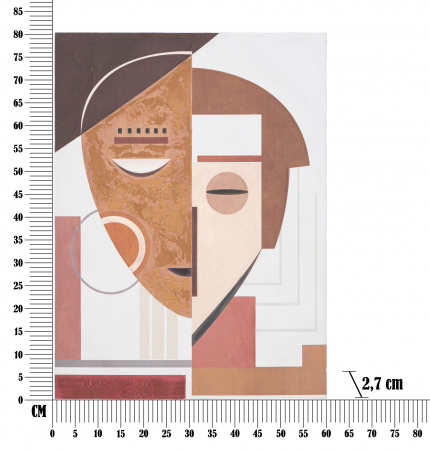 Tablou pictat manual Ethnic Face, Lemn/Canvas, Multicolor, 80x60x2.7 cm [5]
