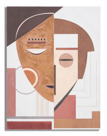 Tablou pictat manual Ethnic Face, Lemn/Canvas, Multicolor, 80x60x2.7 cm [4]