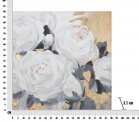 Tablou pictat manual Flower - A -, Lemn/Canvas, Multicolor, 90x90x3.7 cm [6]