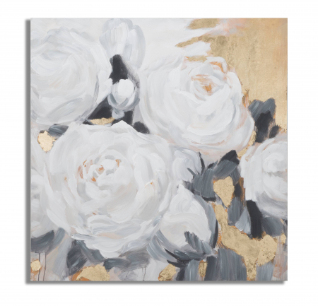 Tablou pictat manual Flower - A -, Lemn/Canvas, Multicolor, 90x90x3.7 cm [5]