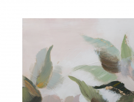 Tablou pictat manual Flower & Leaf, Lemn/Canvas, Multicolor, 80x100x3.7 cm [3]