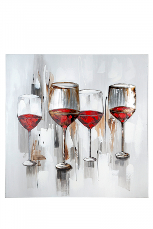 Tablou pictat manual WINE TASTING, panza, 100x100x3 cm [1]