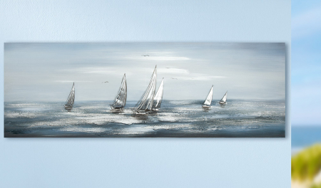 Tablouri - Tablou Regatta, panza, multicolor, 150x50x3 cm