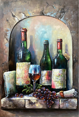 IN STOC - Tablou sticle de vin, metalic