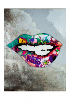 Tablouri - Tablou Street Art Kiss, Print, Multicolor, 90x120x2.8 cm