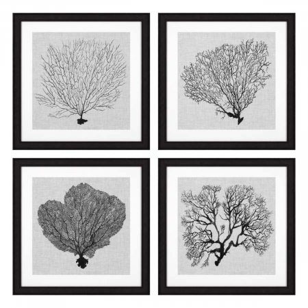 DECORATIUNI - Tablou tipărit, Shadow Sea Fans set de 4, Dims: W. 61.5 | D. 2 | H. 61.5 | per frame (CM)