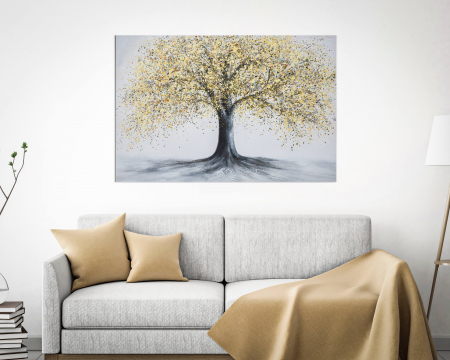 Tablouri - Tablou Tree Simple -B-, Lemn/Canvas, Multicolor, 121.5x5x82 cm
