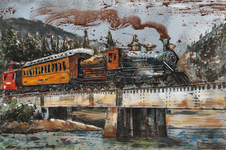 DECORATIUNI - Tablou tren, metalic
