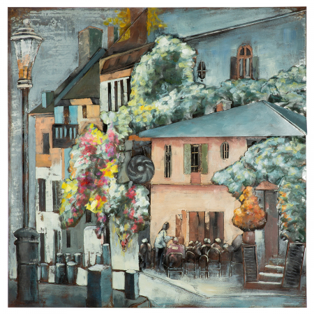 Tablouri - Tablou Village, pătrat, Metal, multicolor, PU 1, L. 4 cm, L. 100 cm, H 100 cm