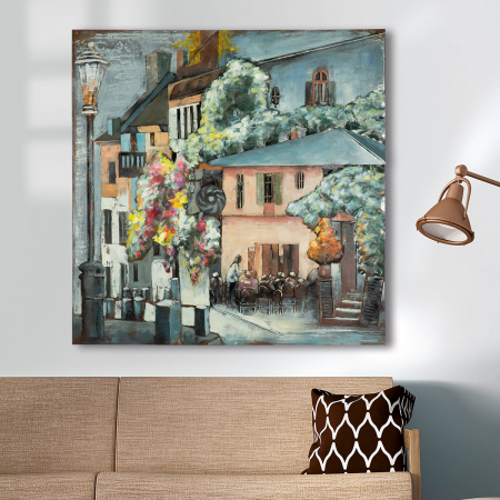 Tablou Village, pătrat, Metal, multicolor, PU 1, L. 4 cm, L. 100 cm, H 100 cm [2]