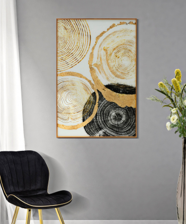 Tablouri - Tablou Woody, Sticla/Aluminiu/Hartie, Multicolor, 90x60x3.5 cm